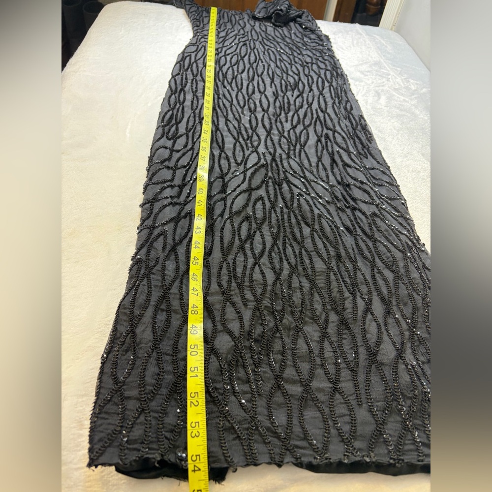 VINTAGE Mark & John By Sam Sz S Black Silk Long Cocktail Dress Sequin *flaws* - Picture 13 of 14